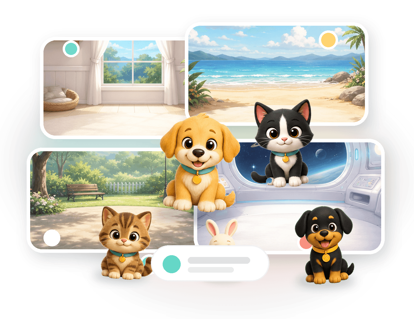 MiniBichos em diferentes mundos do jogo