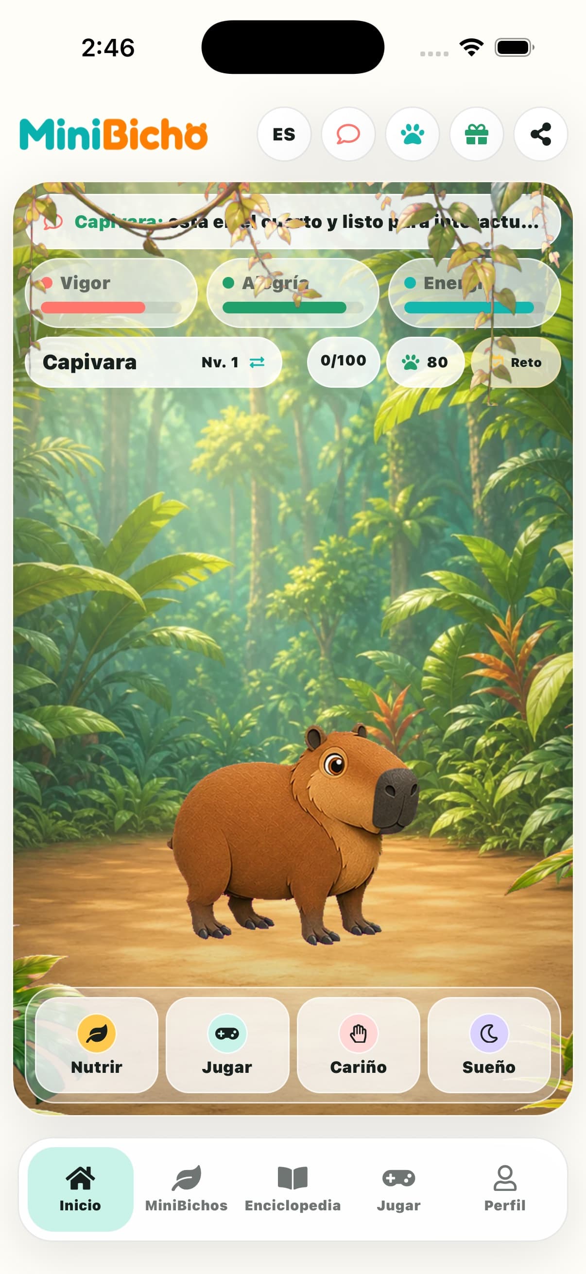 Captura do app: Mundo inicial
